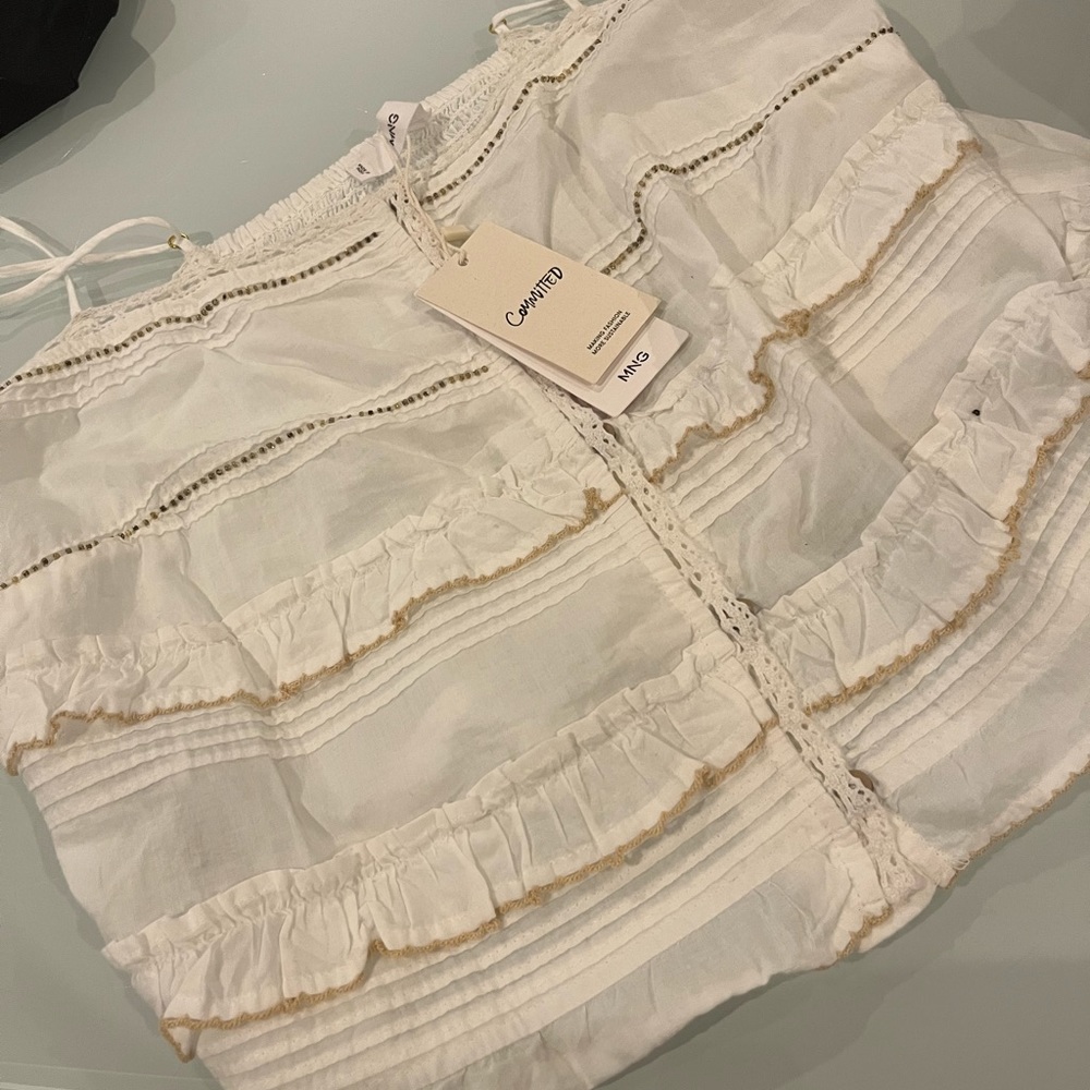NWT Mango Tank Top with Gold Beading